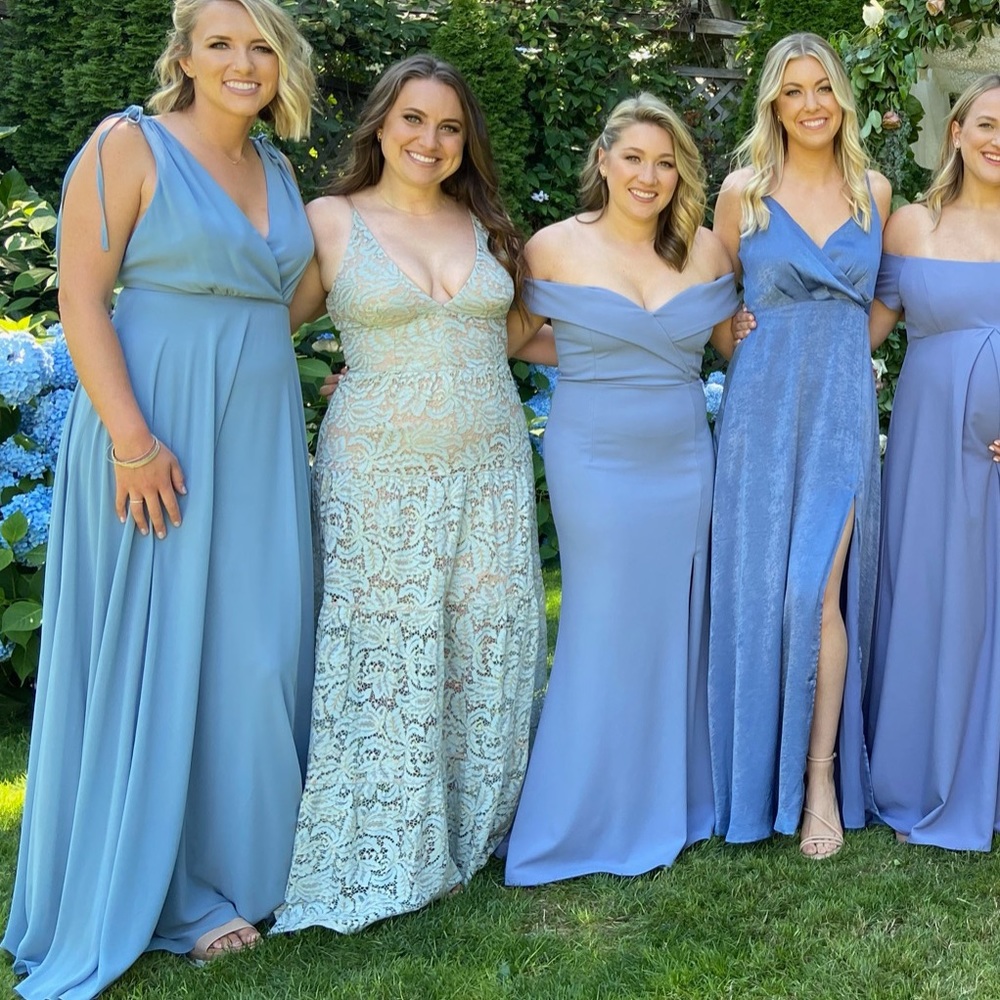 Dress the Population Mineral Blue Melina Lace Maxi - Size M and L